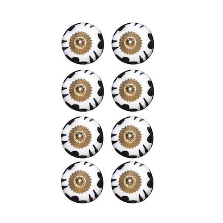 Decoracion K000011 Knob It - White Black & Gold, 8PK DE3086682